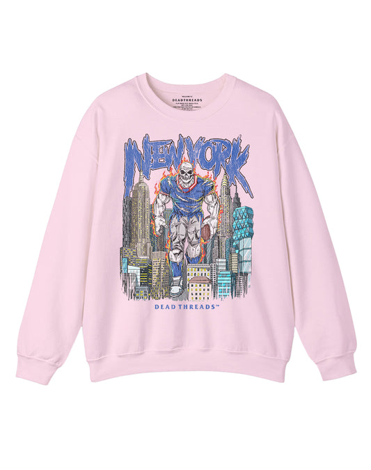 NEW YORK FOOTBALL BLUE CREWNECK SWEATSHIRT - PINK