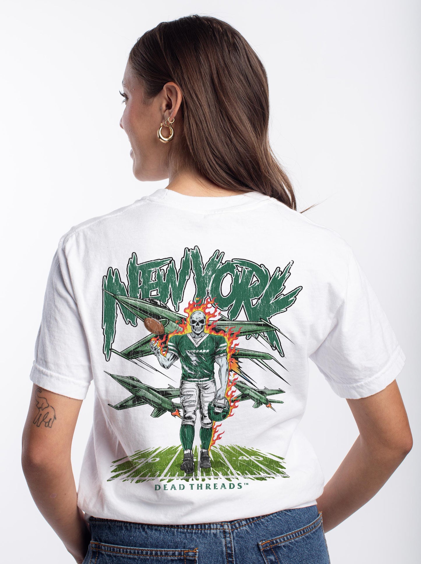 NEW YORK FOOTBALL GREEN - "3 SKULL" PREMIUM T-SHIRT