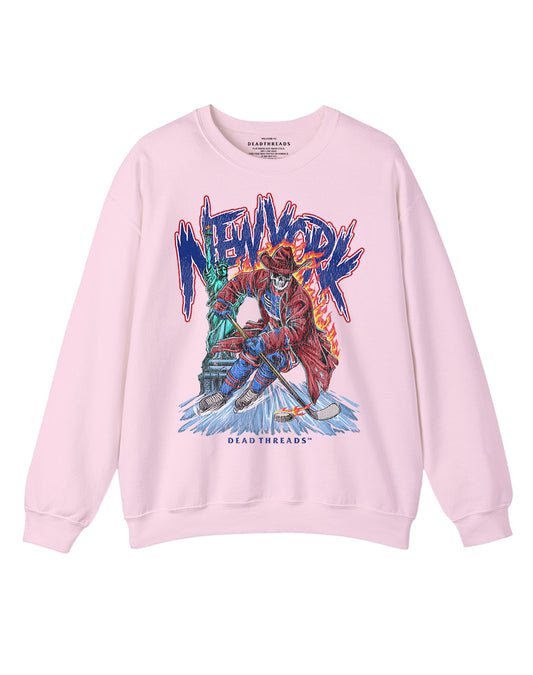 NEW YORK HOCKEY "THE RANGER" CREWNECK SWEATSHIRT - PINK
