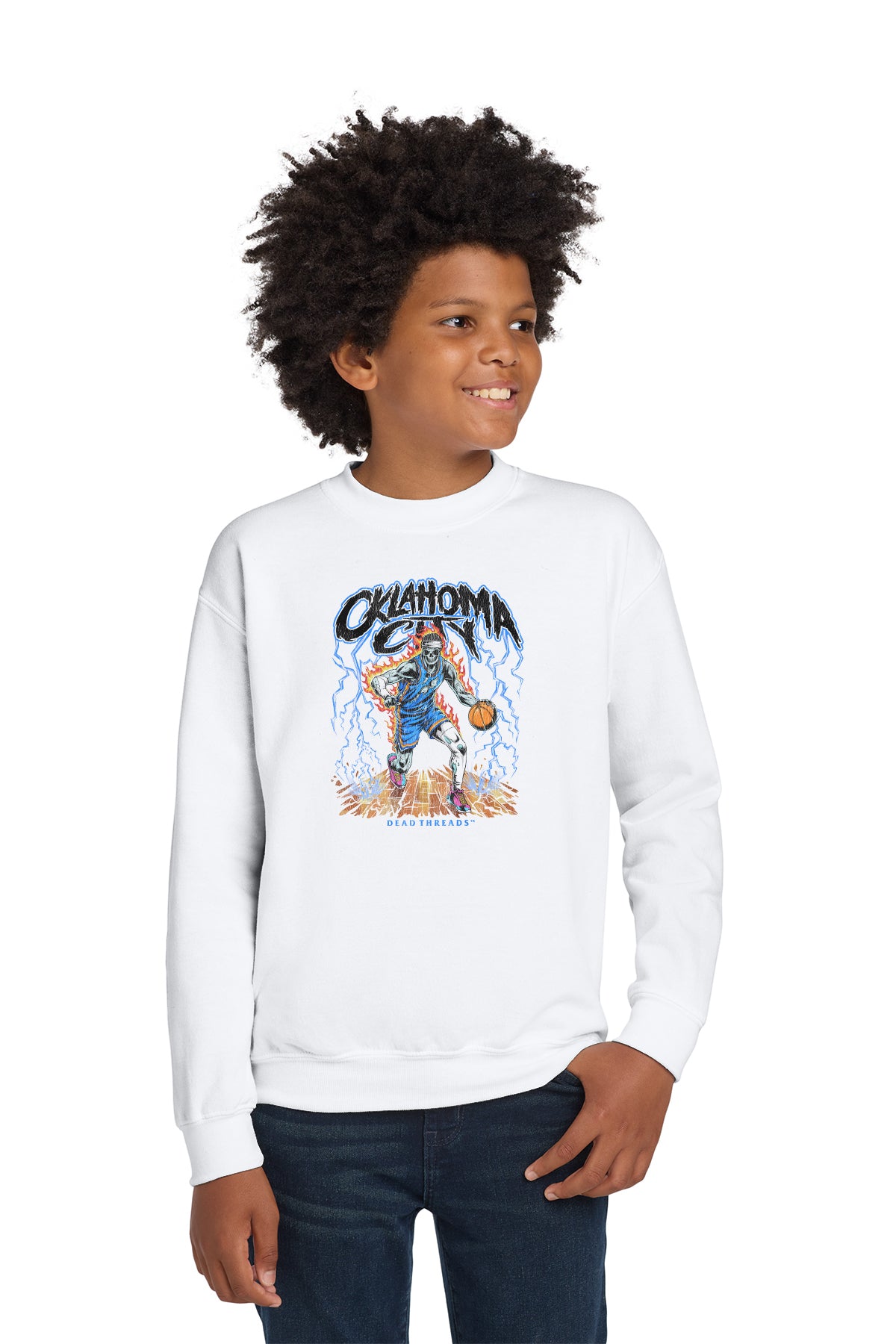 OKLAHOMA CITY "BLUE" BASKETBALL KIDS CREWNECK SWEATSHIRT