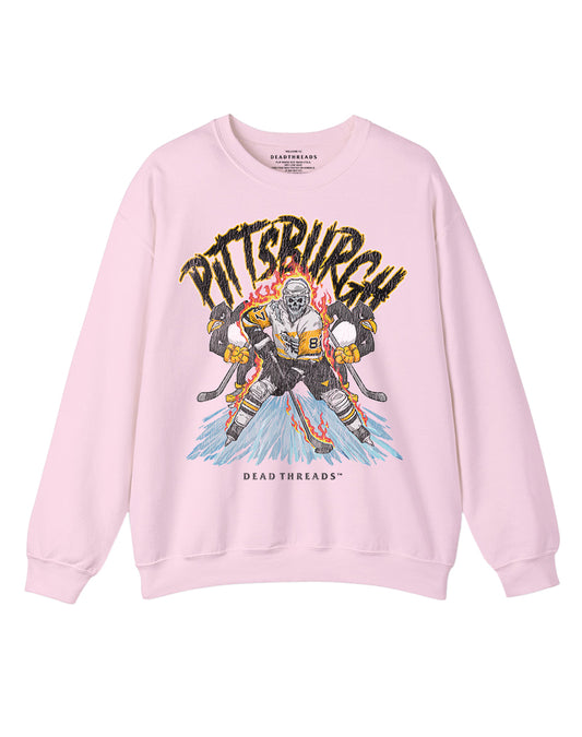 PITTSBURGH HOCKEY CREWNECK SWEATSHIRT - PINK