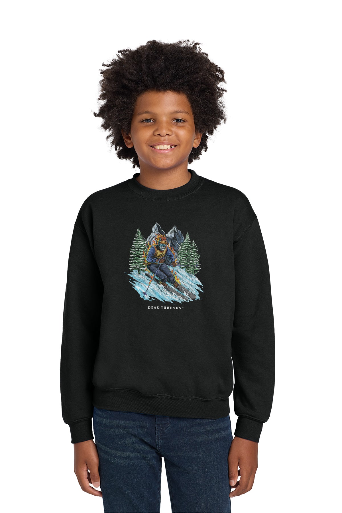 SKIING KIDS CREWNECK SWEATSHIRT