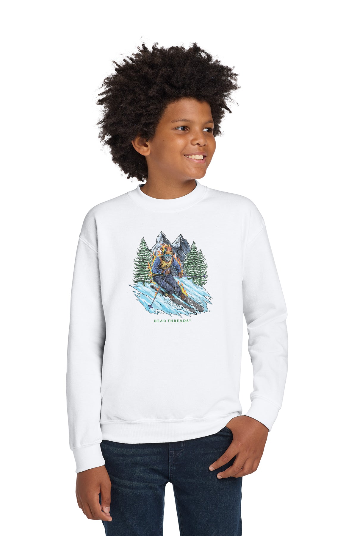 SKIING KIDS CREWNECK SWEATSHIRT