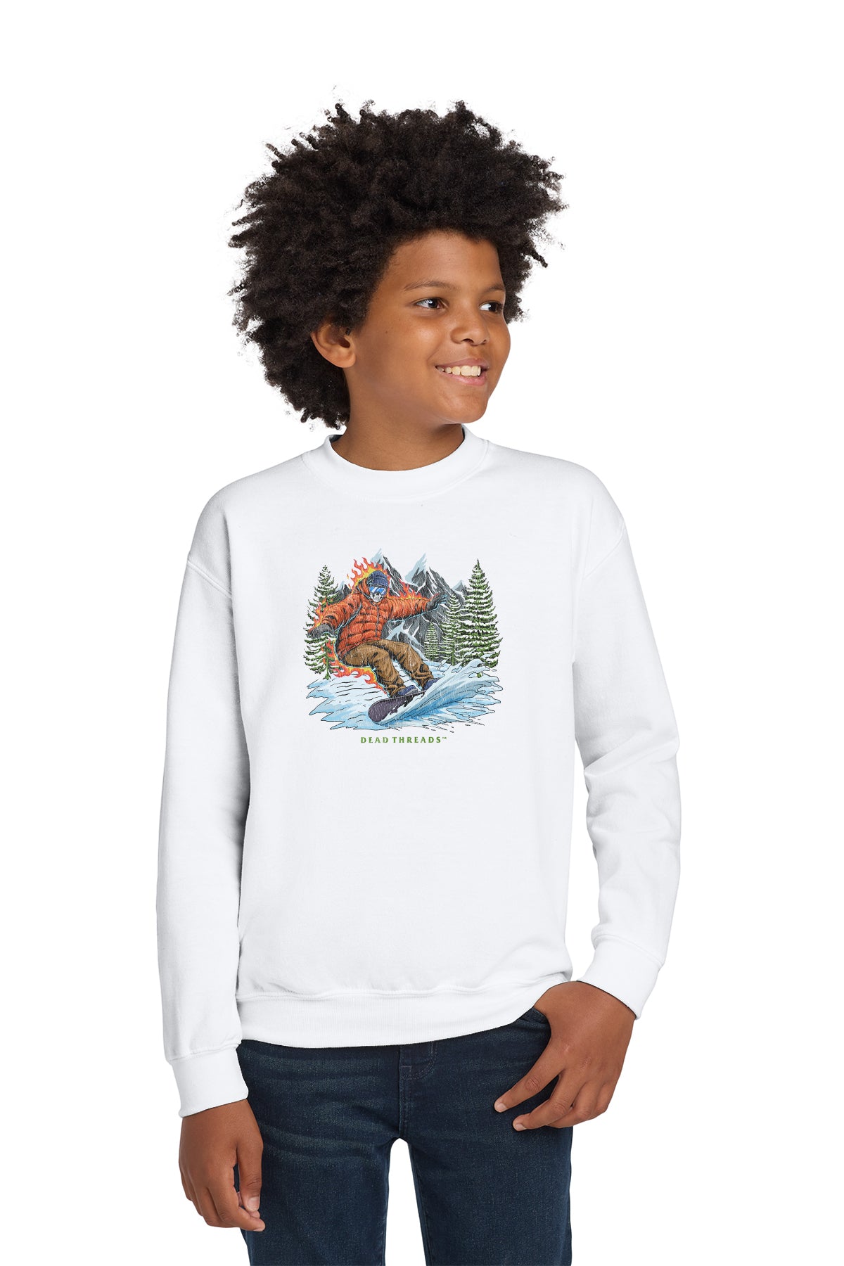 SNOWBOARDING KIDS CREWNECK SWEATSHIRT