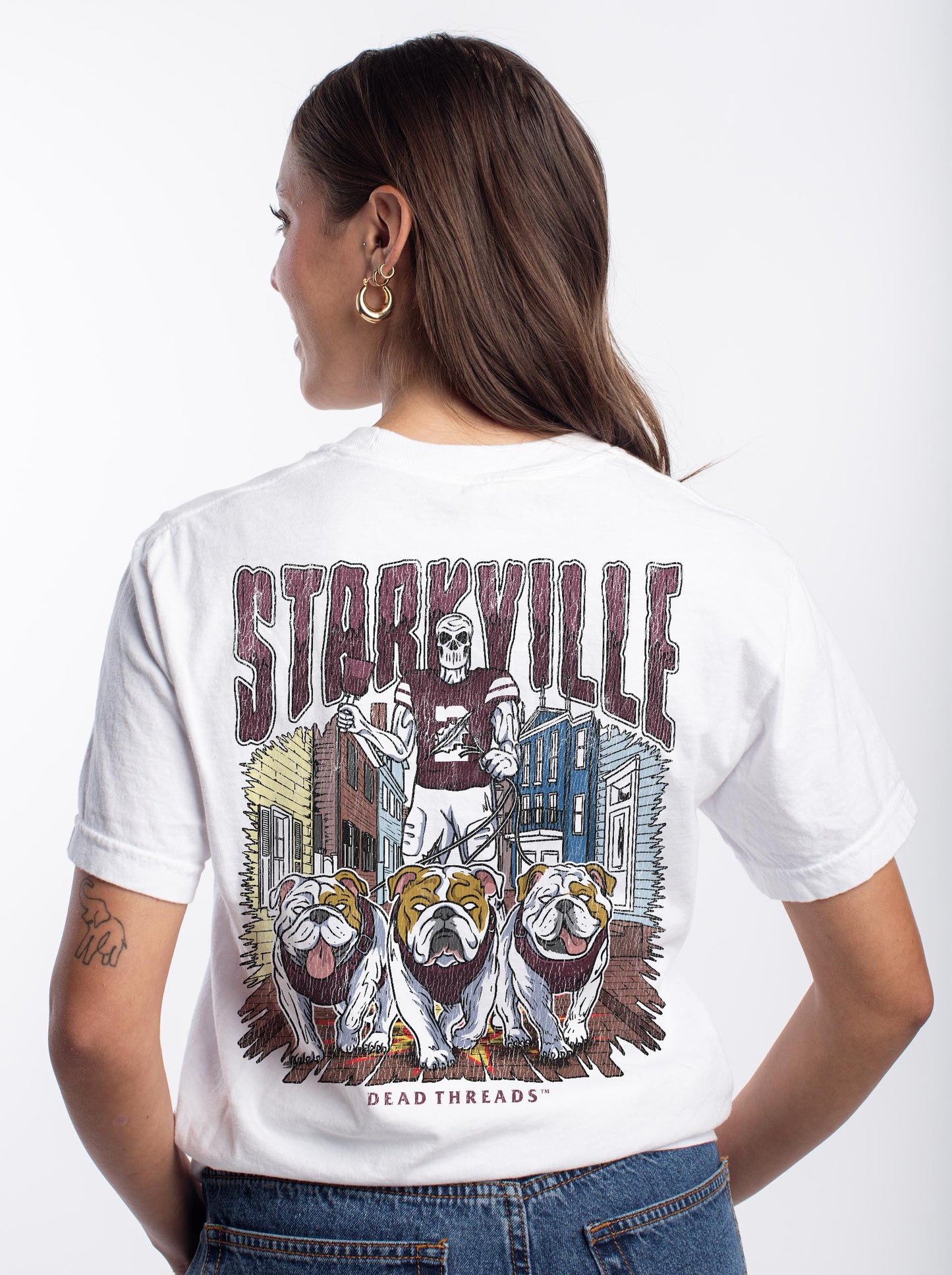 STARKVILLE FOOTBALL - “3 SKULL” PREMIUM T-SHIRT