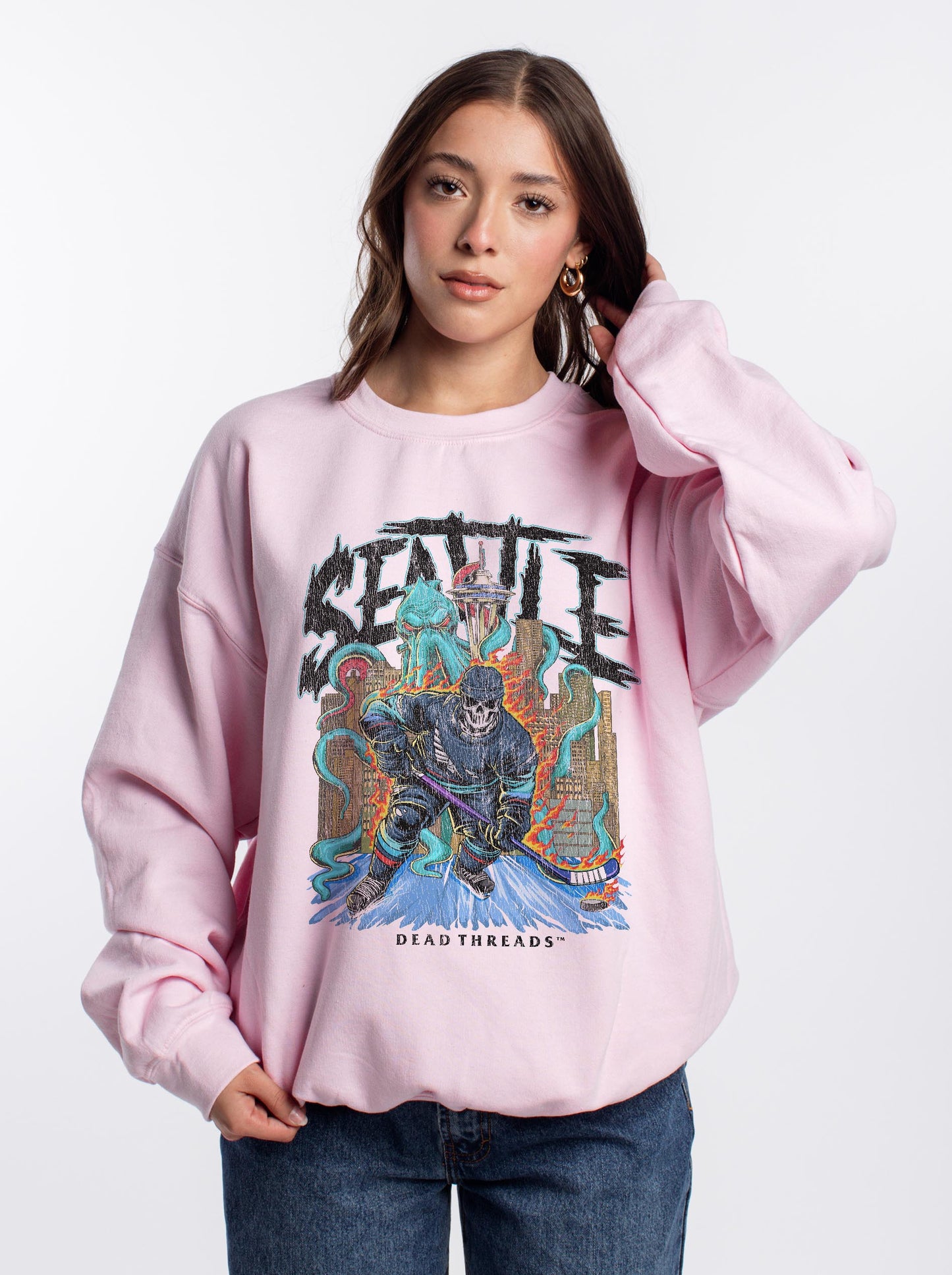 SEATTLE HOCKEY CREWNECK SWEATSHIRT - PINK