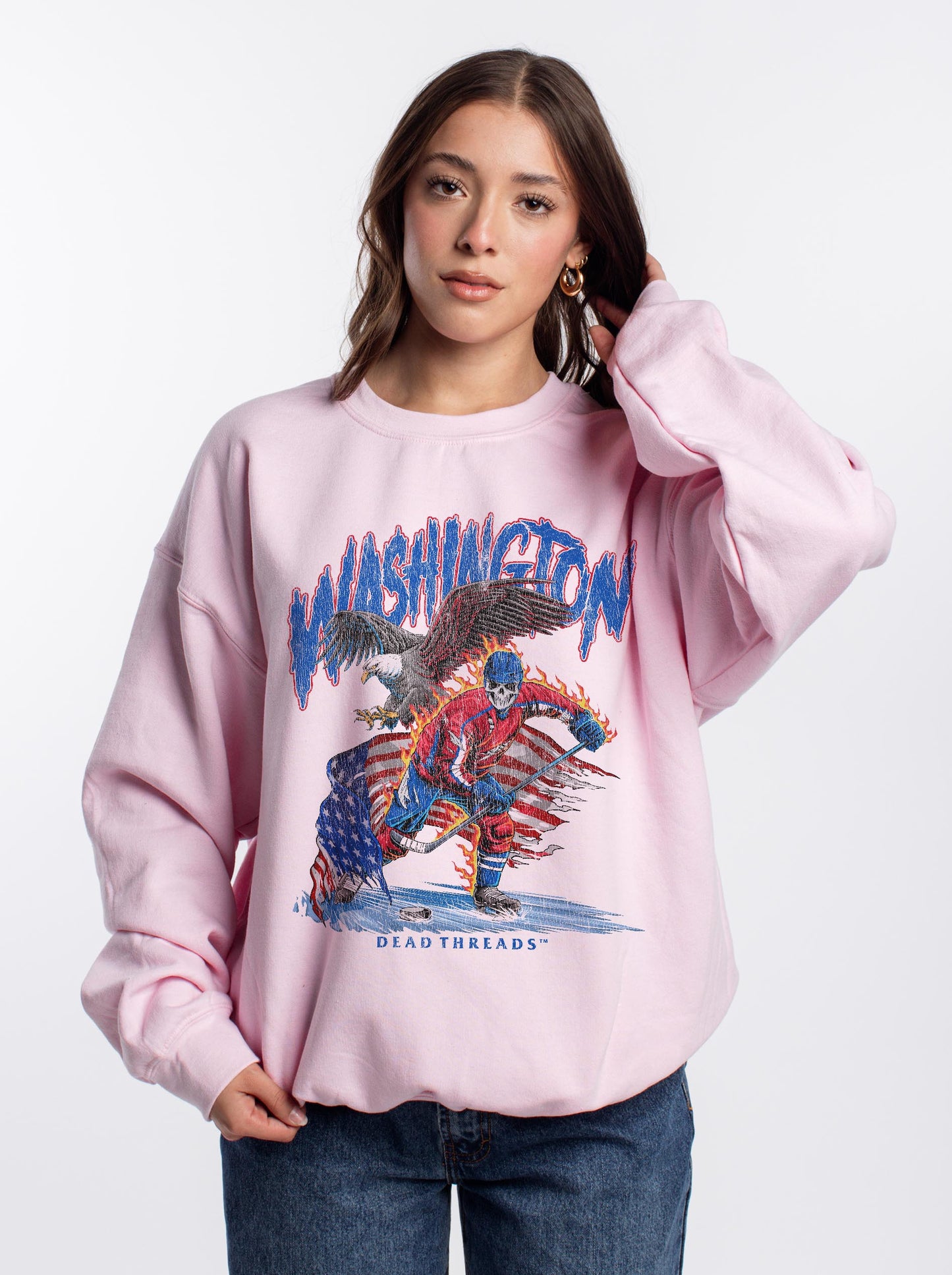WASHINGTON HOCKEY CREWNECK SWEATSHIRT - PINK