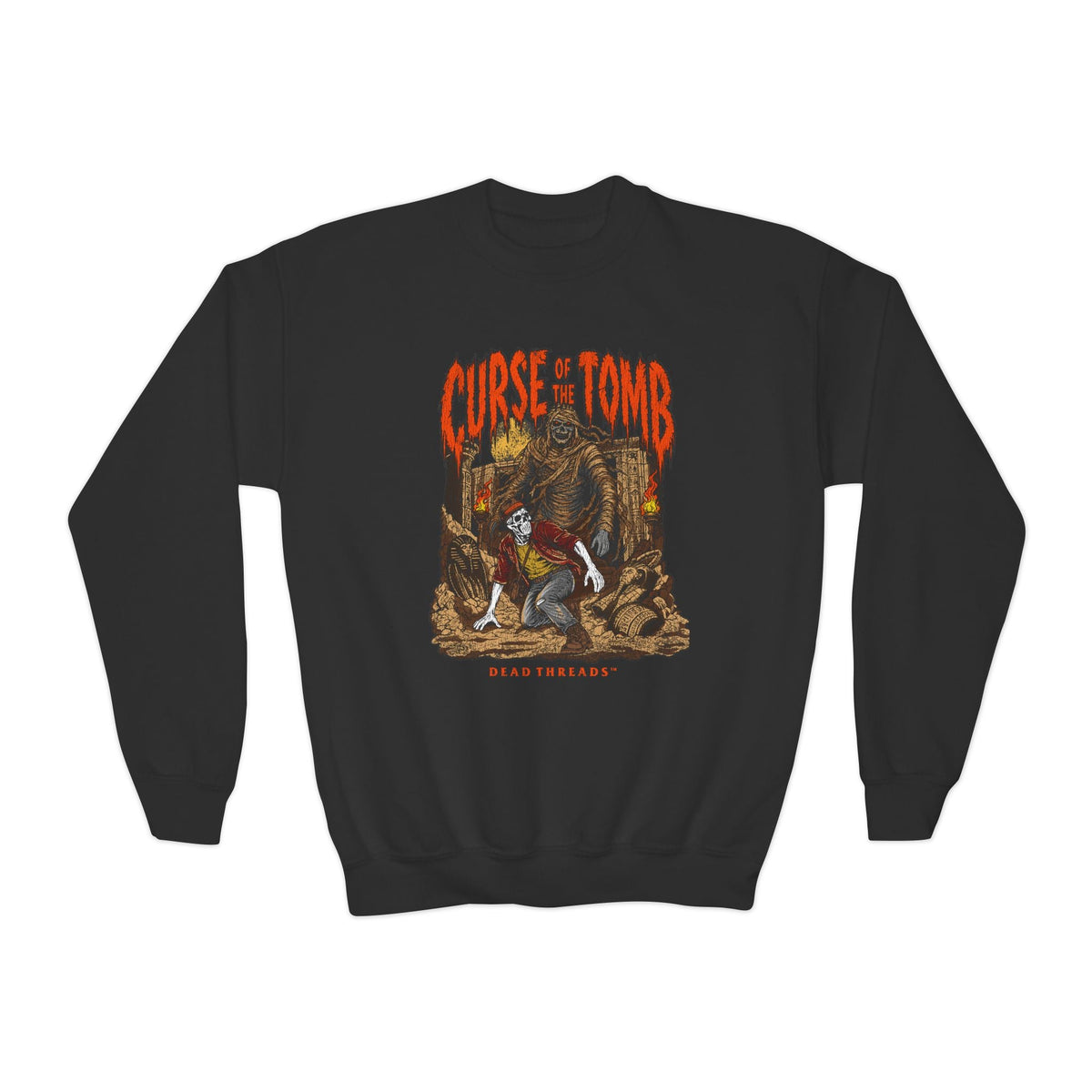 CURSE OF THE TOMB (KIDS) CREWNECK SWEATSHIRT - Halloween Limited Drop – Kids clothes – Dead Threads Apparel