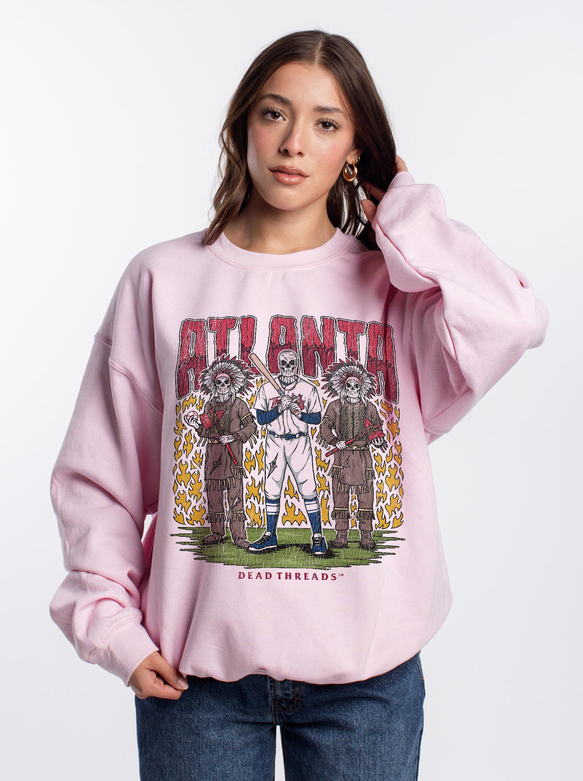 ATLANTA BASEBALL CREWNECK SWEATSHIRT - PINK