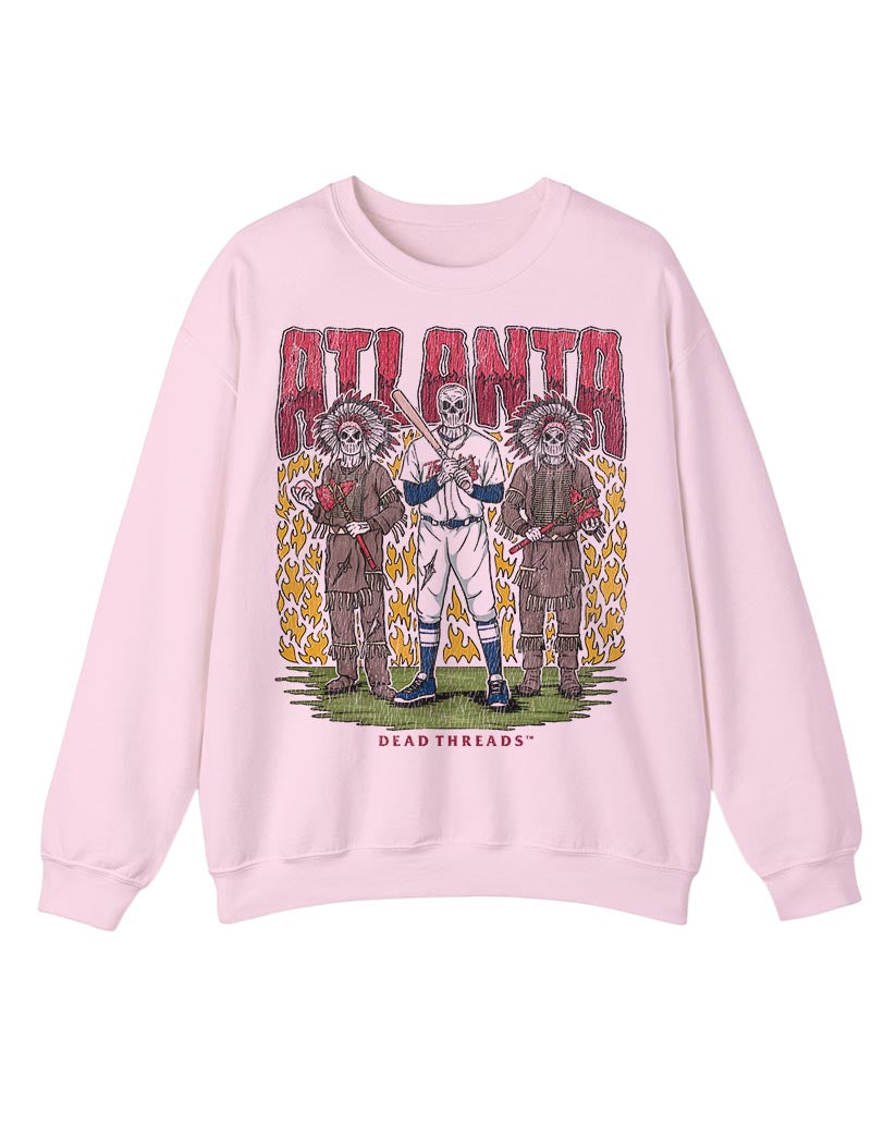 ATLANTA BASEBALL CREWNECK SWEATSHIRT - PINK