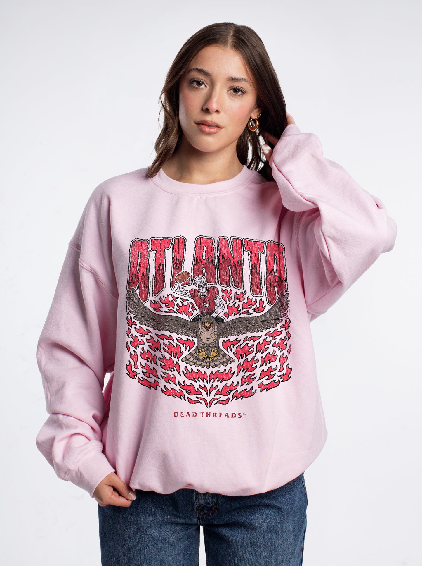 ATLANTA FOOTBALL CREWNECK SWEATSHIRT - PINK