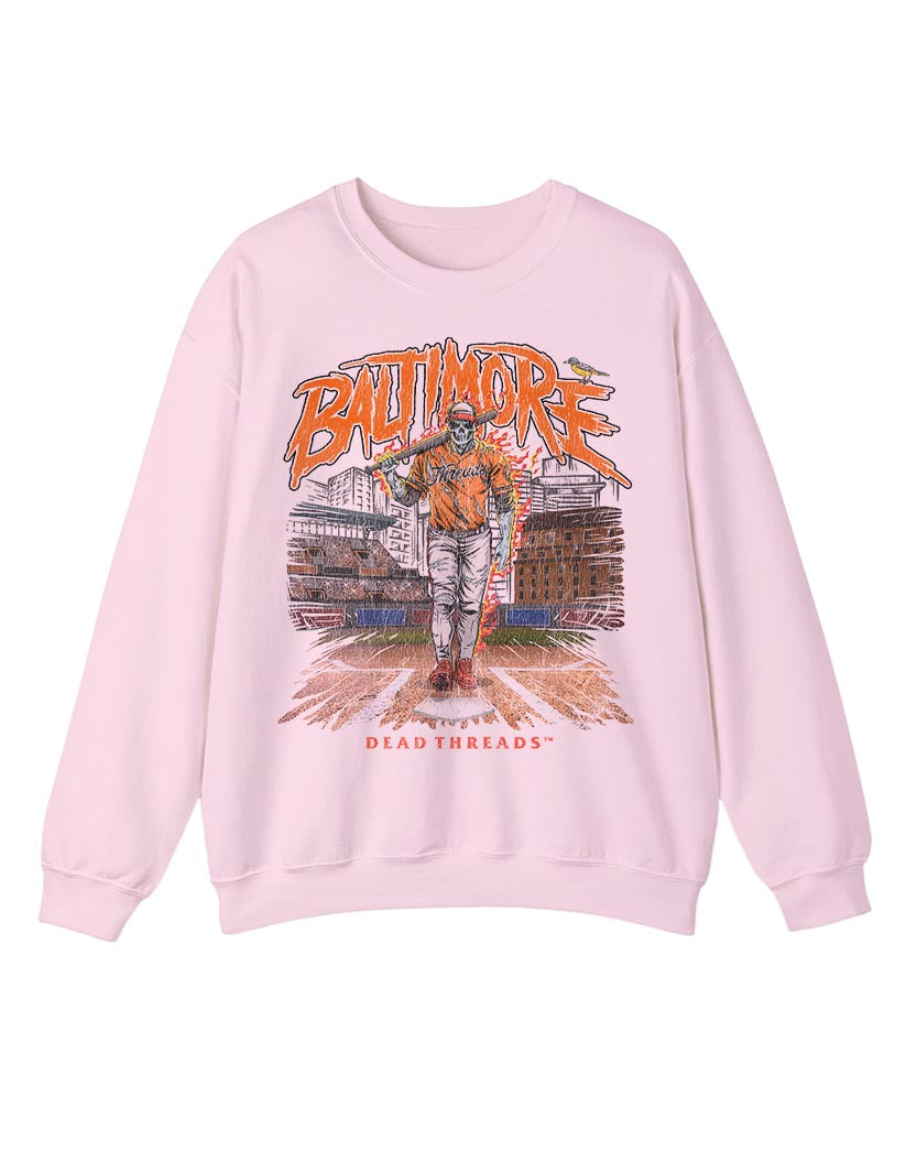 BALTIMORE BASEBALL CREWNECK SWEATSHIRT - PINK