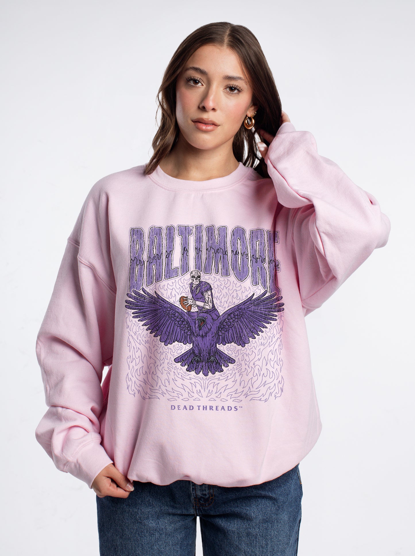 BALTIMORE FOOTBALL v1 CREWNECK SWEATSHIRT - PINK