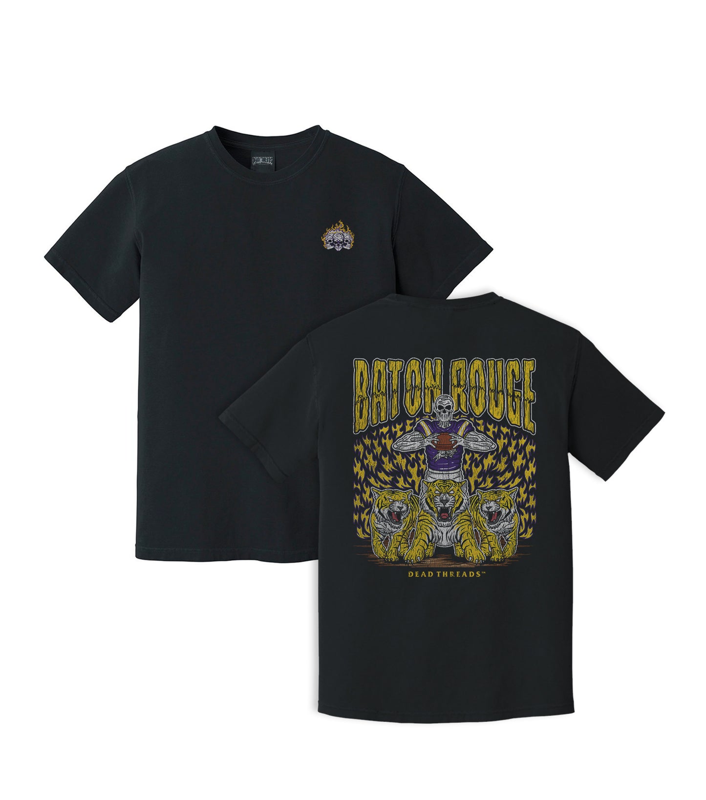 BATON ROUGE FOOTBALL - “3 SKULL” PREMIUM T-SHIRT