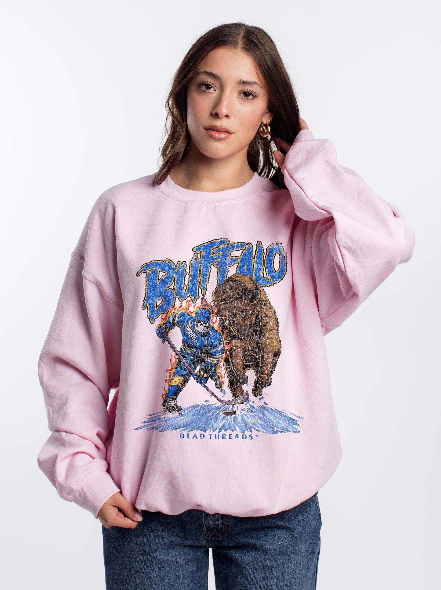 BUFFALO HOCKEY CREWNECK SWEATSHIRT - PINK