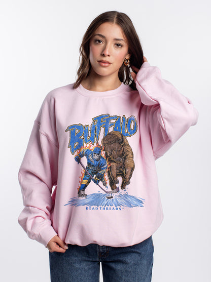BUFFALO HOCKEY CREWNECK SWEATSHIRT - PINK