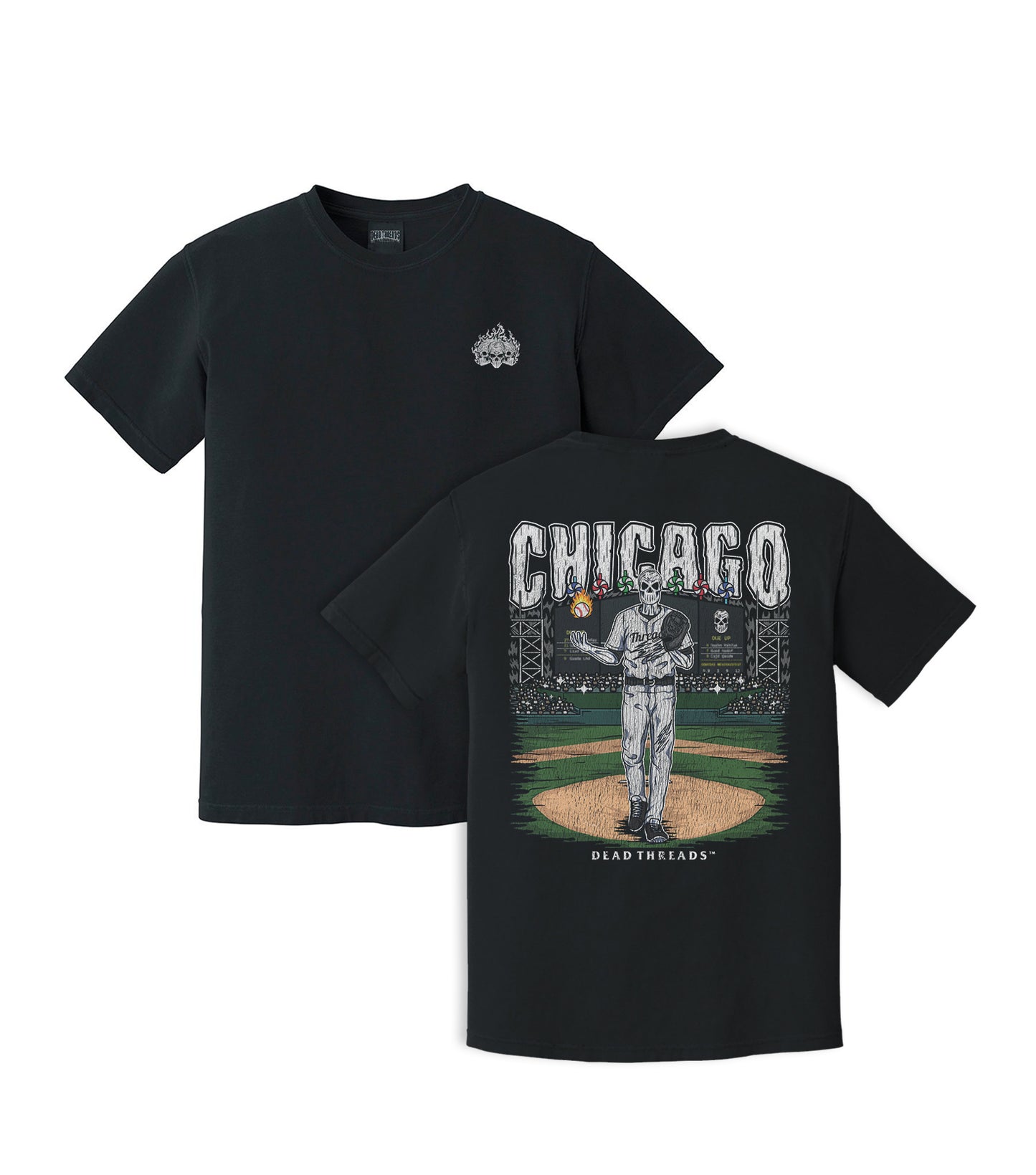 CHICAGO "SOUTH SIDE" BASEBALL - “3 SKULL” PREMIUM T-SHIRT