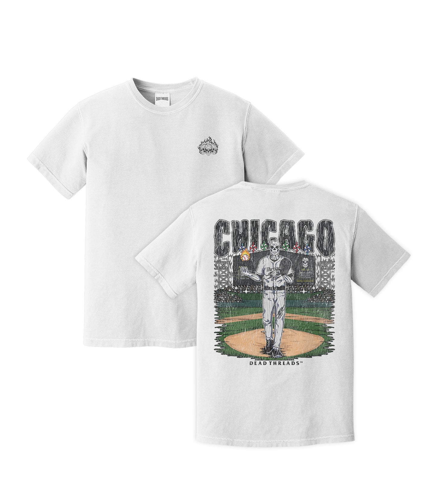 CHICAGO "SOUTH SIDE" BASEBALL - “3 SKULL” PREMIUM T-SHIRT