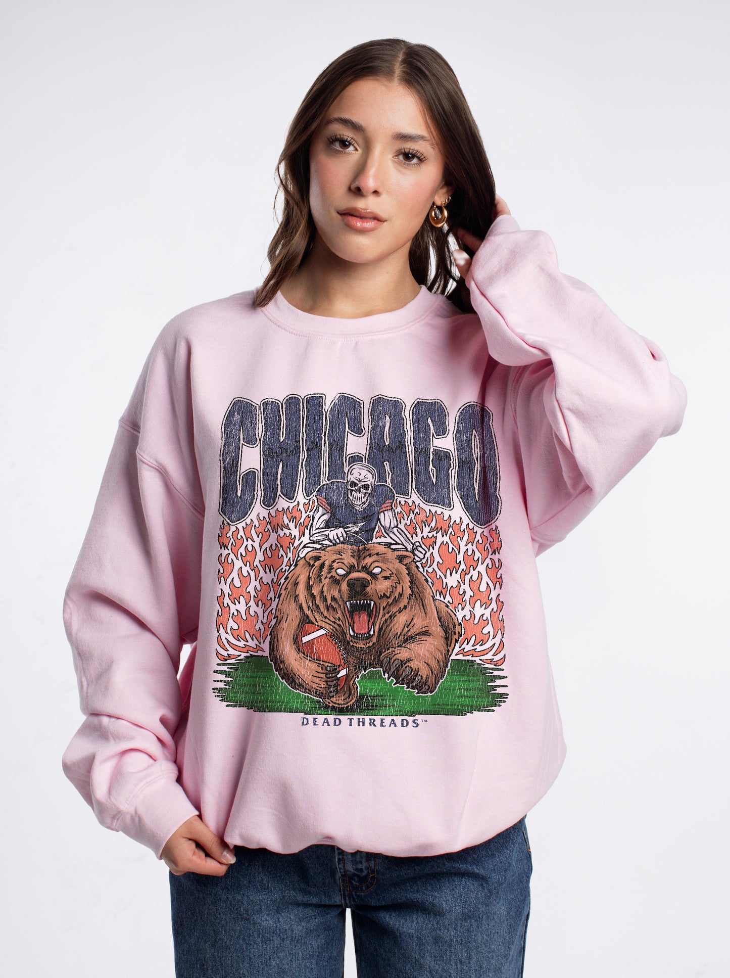 CHICAGO FOOTBALL v1 CREWNECK SWEATSHIRT - PINK