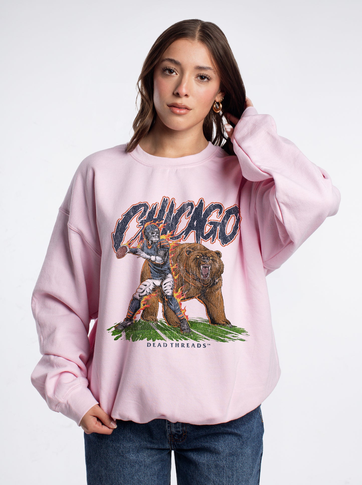 CHICAGO FOOTBALL v2 CREWNECK SWEATSHIRT - PINK