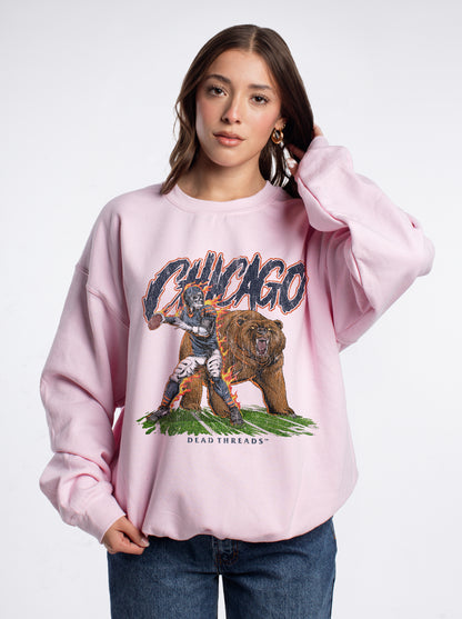 CHICAGO FOOTBALL v2 CREWNECK SWEATSHIRT - PINK