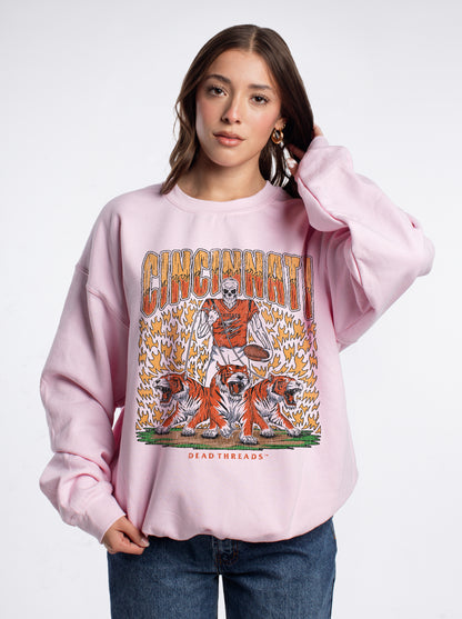 CINCINNATI FOOTBALL v1 CREWNECK SWEATSHIRT - PINK
