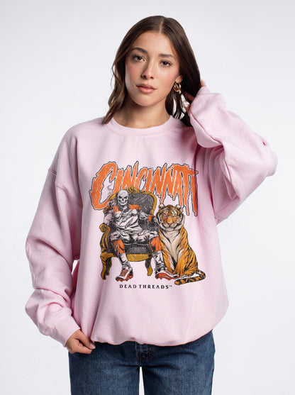 CINCINNATI FOOTBALL v2 CREWNECK SWEATSHIRT - PINK