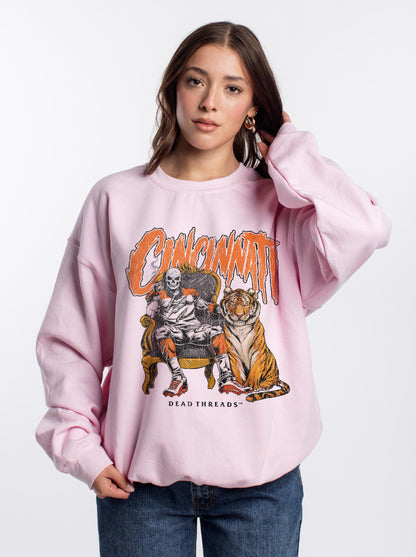 CINCINNATI FOOTBALL v2 CREWNECK SWEATSHIRT - PINK