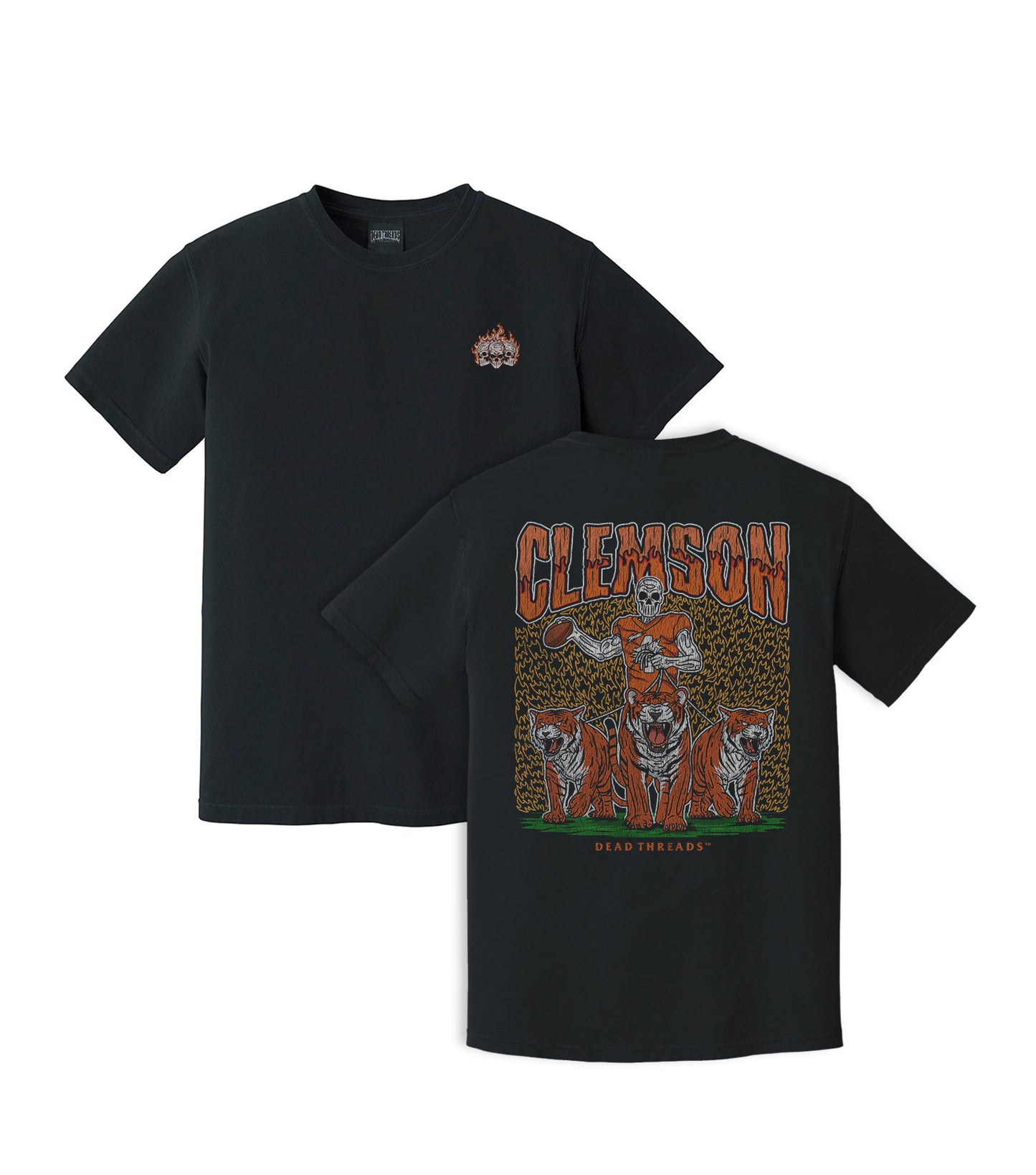 CLEMSON FOOTBALL - “3 SKULL” PREMIUM T-SHIRT