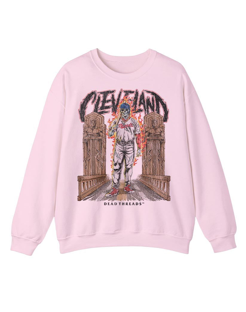 CLEVELAND BASEBALL CREWNECK SWEATSHIRT - PINK