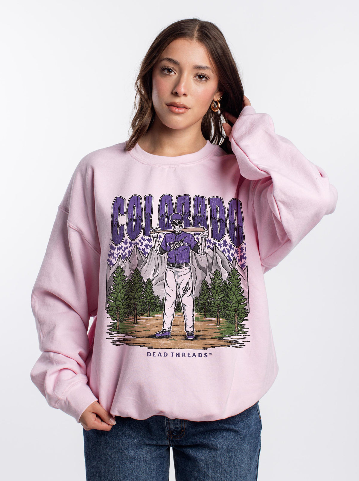 COLORADO BASEBALL CREWNECK SWEATSHIRT - PINK