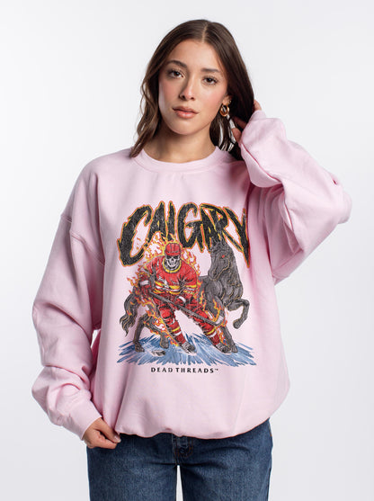 CALGARY HOCKEY CREWNECK SWEATSHIRT - PINK