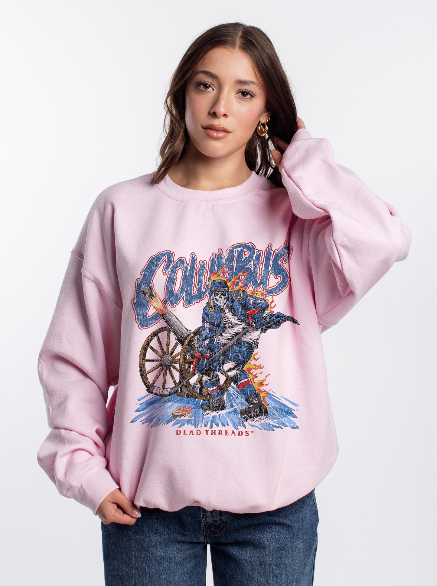 COLUMBUS HOCKEY CREWNECK SWEATSHIRT - PINK