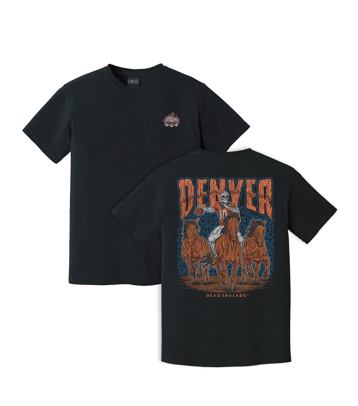 DENVER FOOTBALL - “3 SKULL” PREMIUM T-SHIRT