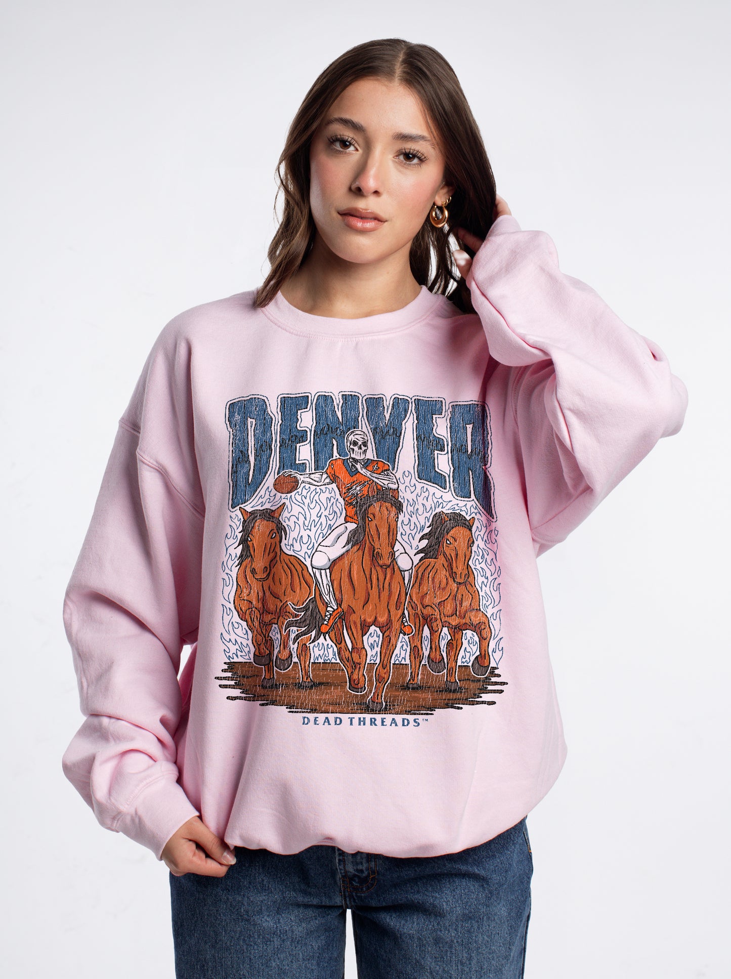 DENVER FOOTBALL v1 CREWNECK SWEATSHIRT - PINK