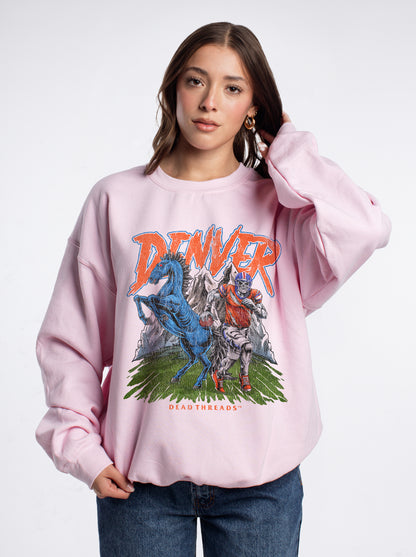 DENVER FOOTBALL v2 CREWNECK SWEATSHIRT - PINK
