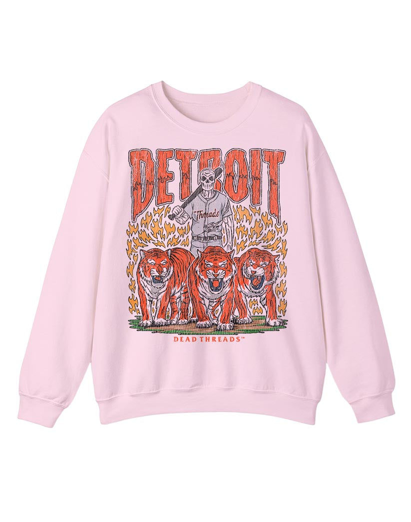 DETROIT BASEBALL CREWNECK SWEATSHIRT - PINK