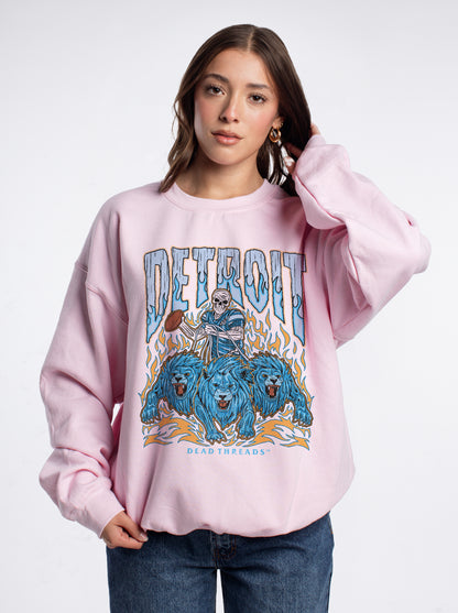DETROIT FOOTBALL v1 CREWNECK SWEATSHIRT - PINK