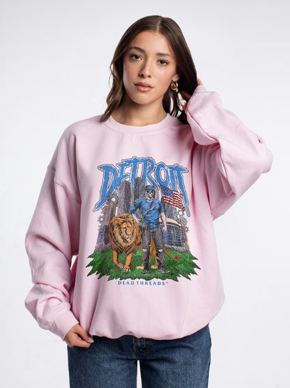 DETROIT FOOTBALL v3 CREWNECK SWEATSHIRT - PINK