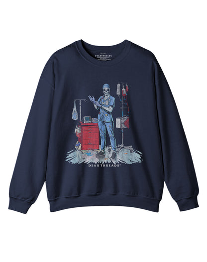 DEADSIDE NURSE (FEMALE) - BLUE SCRUBS CREWNECK SWEATSHIRT