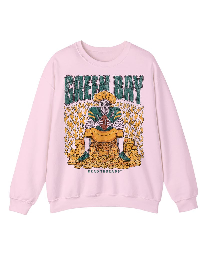 GREEN BAY FOOTBALL v1 CREWNECK SWEATSHIRT - PINK