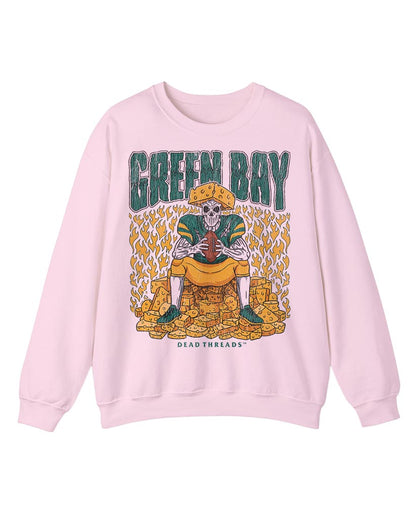 GREEN BAY FOOTBALL v1 CREWNECK SWEATSHIRT - PINK