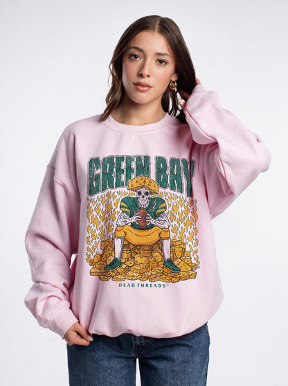 GREEN BAY FOOTBALL v1 CREWNECK SWEATSHIRT - PINK