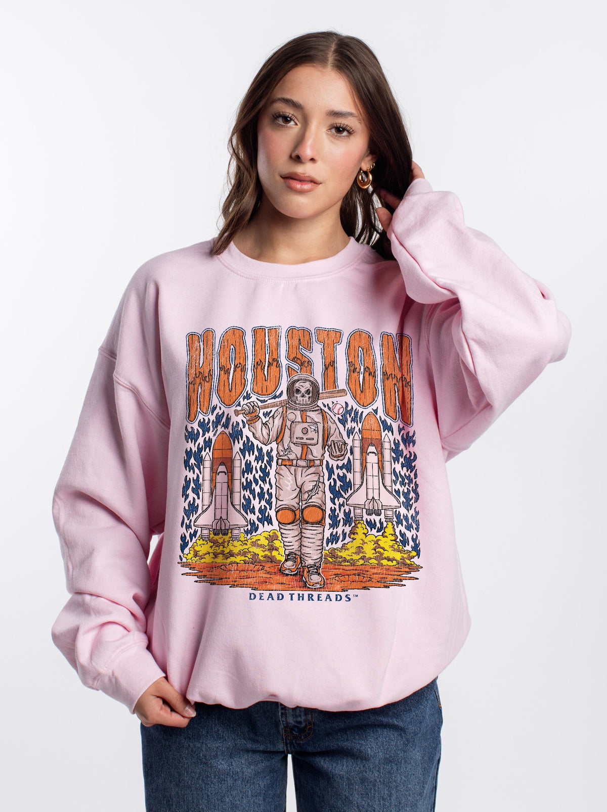HOUSTON BASEBALL CREWNECK SWEATSHIRT - PINK