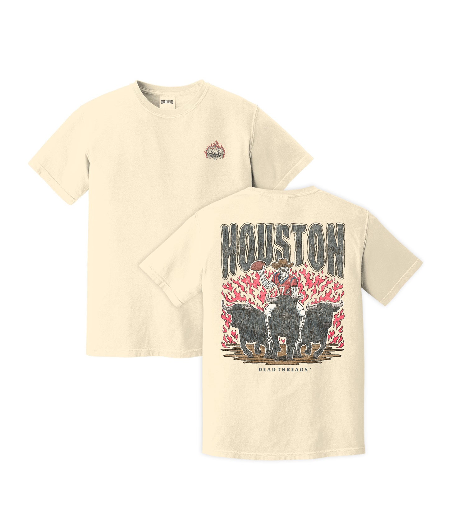 HOUSTON FOOTBALL - “3 SKULL” PREMIUM T-SHIRT