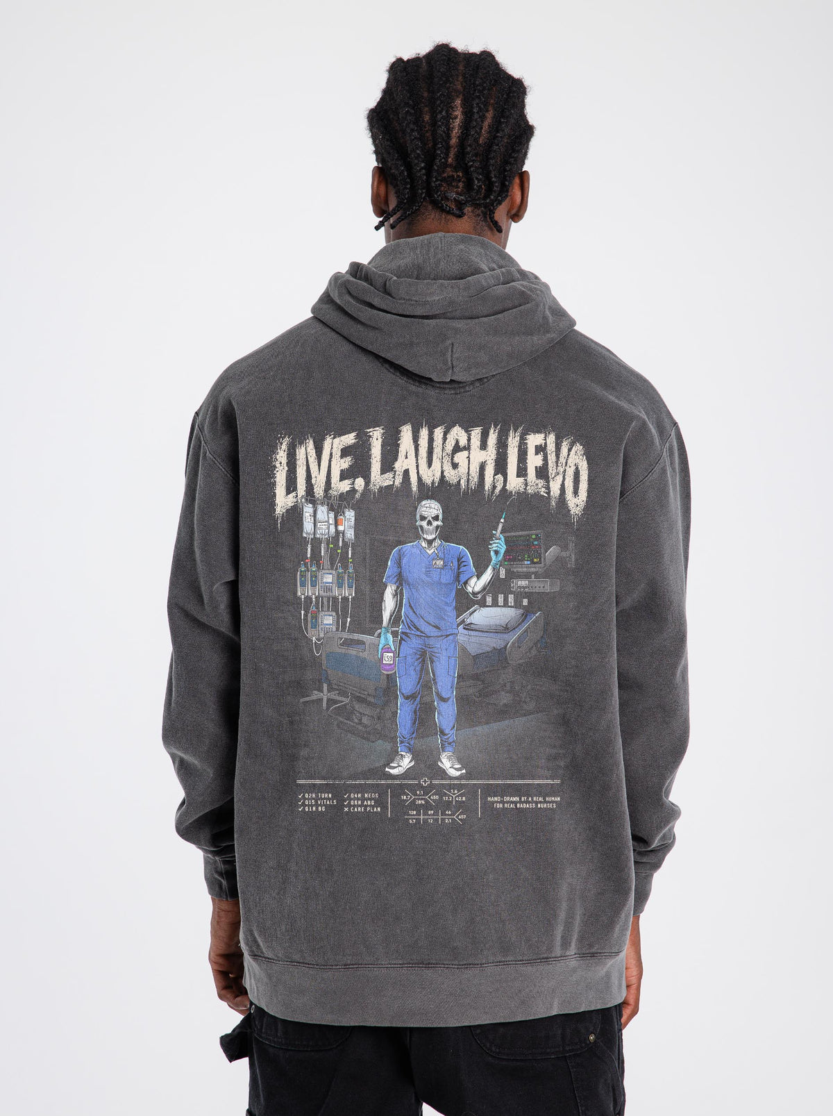 LIVE, LAUGH, LEVO (ICU NURSE, MALE) - “DT ESSENTIAL" HOODIE