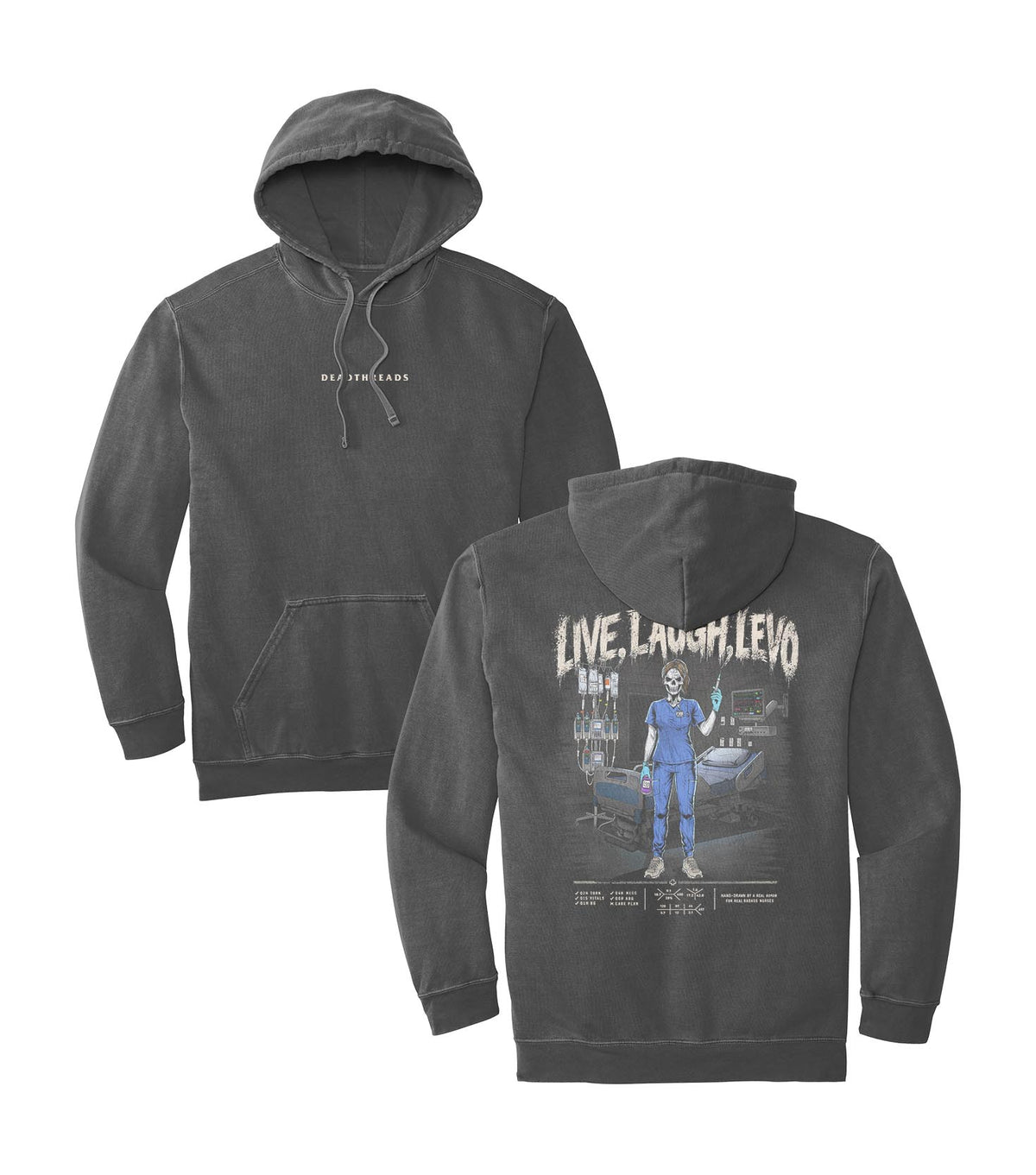 LIVE, LAUGH, LEVO (ICU NURSE, FEMALE v1) - “DT ESSENTIAL" HOODIE