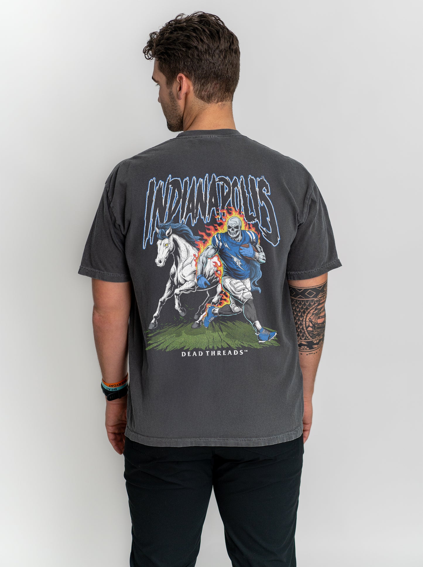 INDIANAPOLIS FOOTBALL v2 - "3 SKULL" PREMIUM T-SHIRT