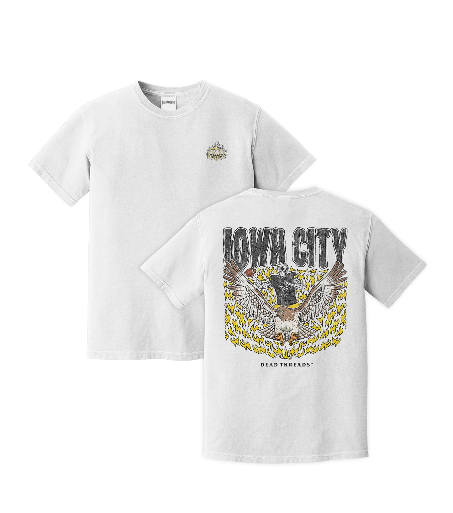 IOWA CITY FOOTBALL - “3 SKULL” PREMIUM T-SHIRT