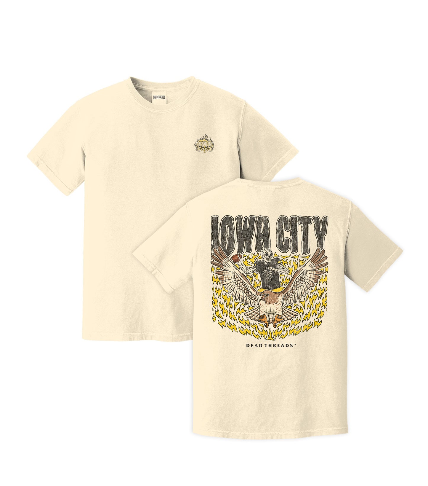 IOWA CITY FOOTBALL - “3 SKULL” PREMIUM T-SHIRT